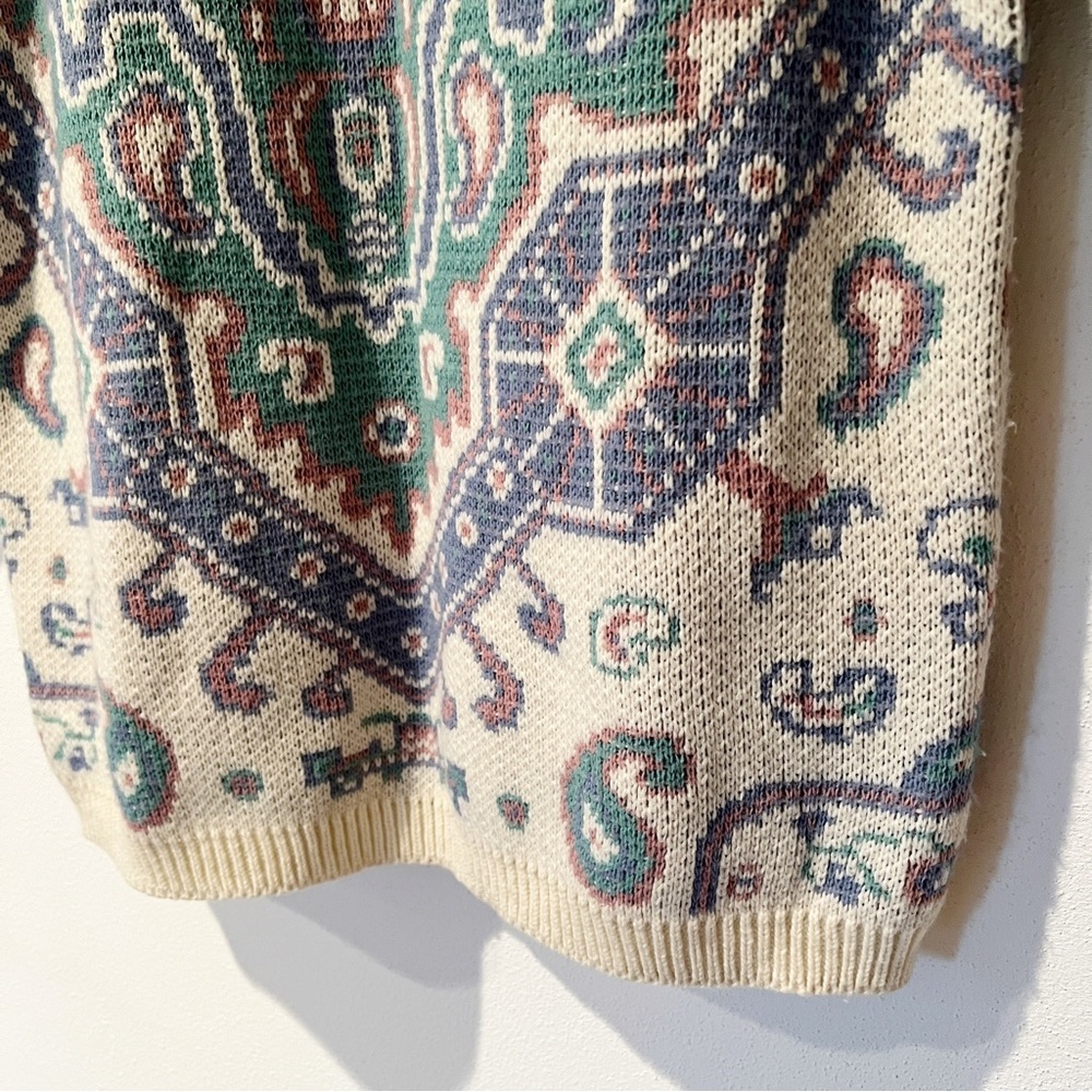Vintage Jeric Knitwear Crew Neck Paisley Geometric Pattern Sweater - Picture 8 of 10
